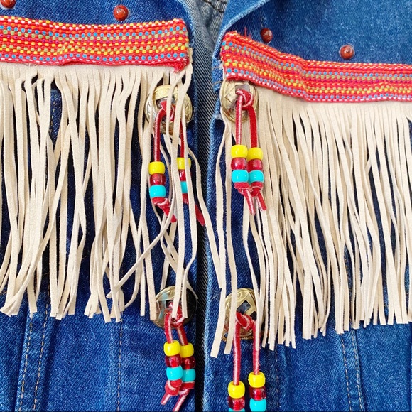 Vintage Plain Pocket Embellished Denim Jacket - Picture 6 of 9